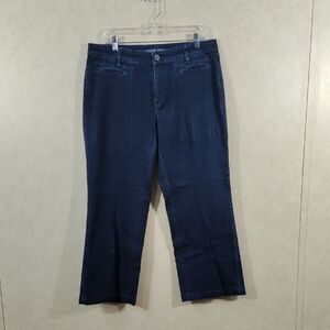 2/$10 05093 Lands' End dark wash wide straight Midrise Trouser Jeans 14